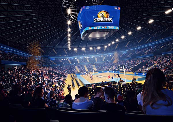 Entwurf der Multifunktionsarena P9 in Frankfurt durch Populous