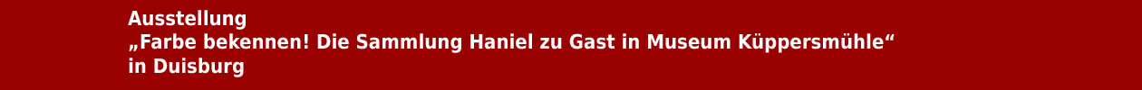 Ausstellung 'Farbe bekennen! Die Sammlung Haniel zu Gast im Museum K&uuml;ppersm&uuml;hle' in Duisburg