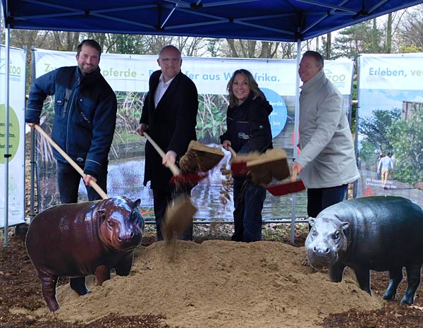 Spatenstich f&uuml;r eine neue Anlage der Zwergflusspferde im Zoo Duisburg